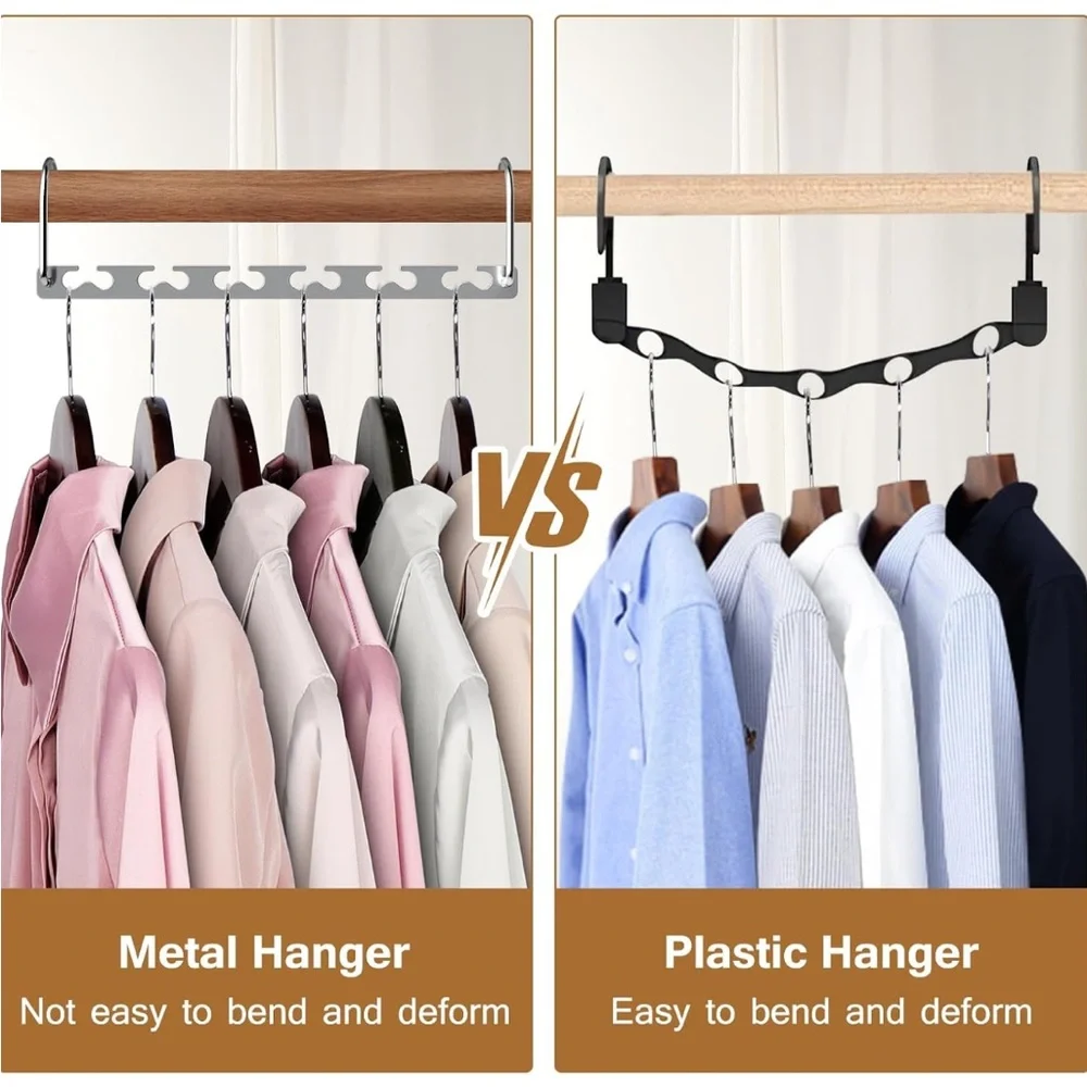 Space Saving Sturdy Cascading Silver Metal Hangers Closet Organizer Pack of 4